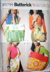 5799 Butterick LARGE SIZE MEDIUM WT HANDLE SHAPED MARKET BAGS PATTERN UNCUT